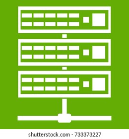 Servers icon white isolated on green background. Vector illustration