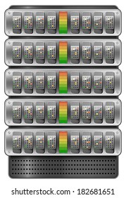 Servers installed in rack. Vector illustration