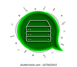 Servers line icon. Chat bubble with shadow. PC component sign. Big data storage symbol. Thin line servers icon. Vector