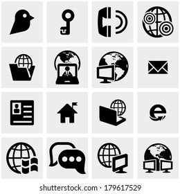 Servers, network vector icons set on gray 