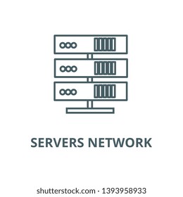 Servers network vector line icon, linear concept, outline sign, symbol