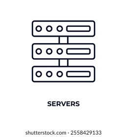 servers outline icon. Linear vector from ai and tech concept. Thin line servers icon isolated on white background