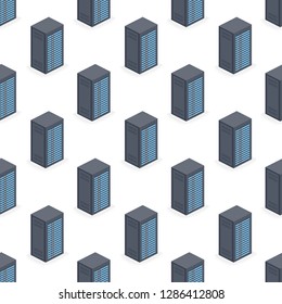 Servers pattern repeat seamless on white background. Vector stock illustration.