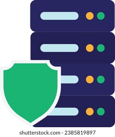 Servers Protection Data Icon Vector Flat Illustration