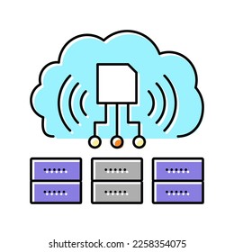 servers storaging info from rfid color icon vector. servers storaging info from rfid sign. isolated symbol illustration