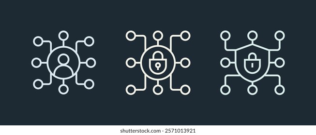 Servers and Technology Security Icons. Global Network, Social Network and Web Hosting Illustration. Vector sign isolated stock illustration