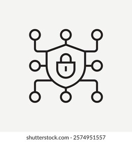 Servers and Technology Security Icons. Global Network, Social Network and Web Hosting Illustration. Vector sign isolated stock illustration