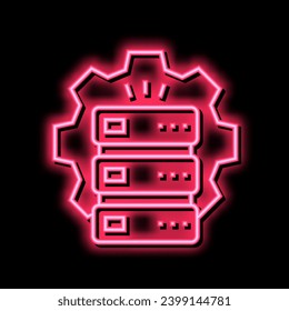 los servidores funcionan y prestan servicio a neon light sign vector. ilustración de servicio y trabajo de servidores