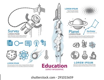 servey set of universe Infographics. icon set, line 
