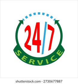 Servicio 24 7 Icono Ilustración de Arte vectorial