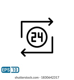 service 24 hours sign icon in line style isolated on white background. vector illustration for website and UI. EPS 10