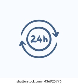 Service 24 hrs vector sketch icon isolated on background. Hand drawn Service 24 hrs icon. Service 24 hrs sketch icon for infographic, website or app.