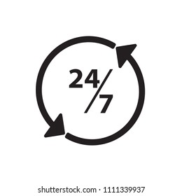 Service 24/7 icon flat vector template design trendy