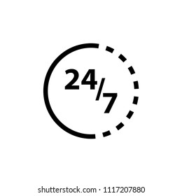 Service 24/7 icon flat vector template design trendy