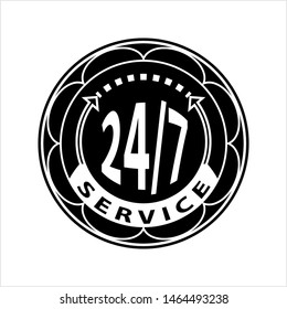 Service 24/7 Icon Vector Art Illustration