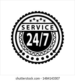 Service 24/7 Icon Vector Art Illustration