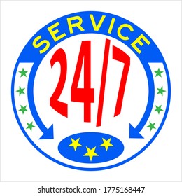 Service 24/7 Icon Vector Art Illustration