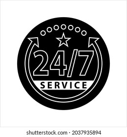 Service 247 Icon Vector Art Illustration