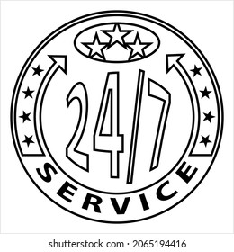 Service 247 Icon Vector Art Illustration