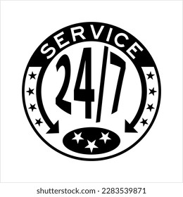 Service 247 Icon Vector Art Illustration