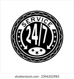 Service 247 Icon Vector Art Illustration
