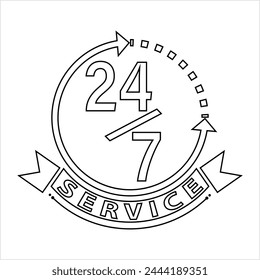 Service 247 Icon Vector Art Illustration
