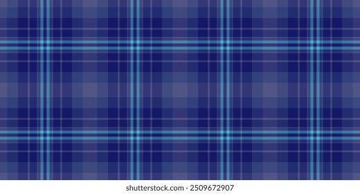 Service background textile fabric, throw check texture seamless. Celtic tartan vector plaid pattern in blue and cyan colors palette.