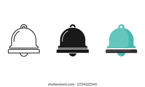 Icono de la campana de servicio fijado en diverso estilo y color