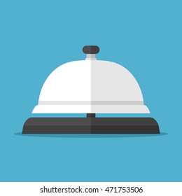 Service bell isolated on blue on blue background. Help, alarm and support concept. Flat design. Vector illustration. EPS 8, no transparency