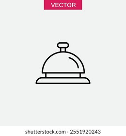 Ícone de linha de sino de serviço, ilustração de estilo trendy preto plano vetor para web e app.eps