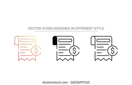 Service Bill icon design with white background stock illustration