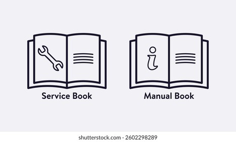 Service book and manual book line style icon vector illustrator.