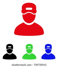 Service Boy icon. Vector illustration style is a flat iconic service boy symbol with black, red, green, blue color versions. Designed for web and software interfaces.
