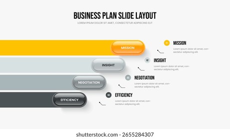 Ilustração do vetor do modelo de quadro do Service Briefing. Layout do slide do infográfico da quarta opção da campanha de negócios. Projeto de apresentação de diagrama de 4 etapas do perfil criativo.