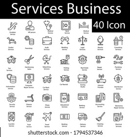 Service Business 40 Icons Set Vector, Retail and Trade Symbol on White background