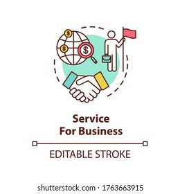Service for business concept icon. International partnership idea thin line illustration. Company globalization. Directors agreement. Vector isolated outline RGB color drawing. Editable stroke
