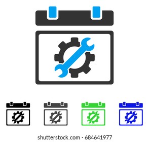 Service Calendar Page flat vector pictogram. Colored service calendar page gray, black, blue, green icon versions. Flat icon style for application design.