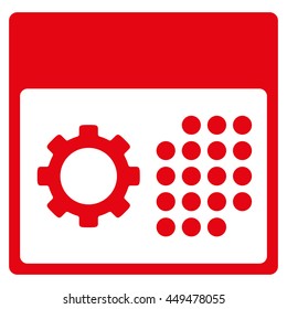 Service Calendar vector icon. Style is flat symbol, red color, rounded angles, white background.