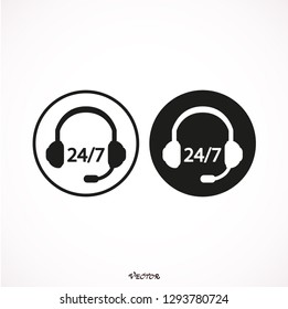 Service Call center - around the clock or 24 hours a day icon isolated on white background