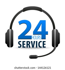 Service Call center for customers available online around the clock or 24 hours a day icon isolated on white background. Vector