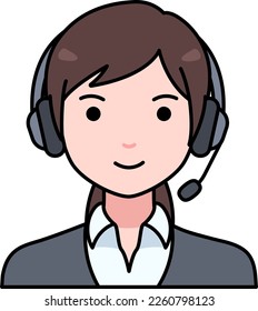 Service call center Womaan girl avatar User person people Colored Outline Style