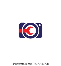 Dienstkamera, Vektorgrafik-Logo-Vorlage einzeln auf weißem Hintergrund.