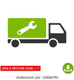 Service Car EPS vector icon. Illustration style is flat iconic bicolor eco green and gray symbol on white background.