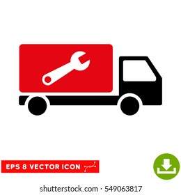 Service Car EPS vector pictogram. Illustration style is flat iconic bicolor intensive red and black symbol on white background.