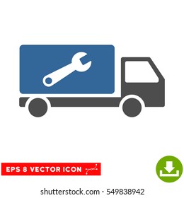 Service Car EPS vector pictograph. Illustration style is flat iconic bicolor cobalt and gray symbol on white background.