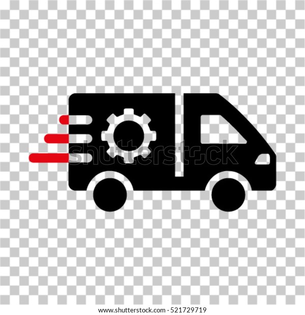 Service Car icon. Vector pictograph style is a\
flat bicolor symbol, intensive red and black colors, chess\
transparent background. Designed for software and web interface\
toolbars and menus.