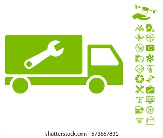 Service Car pictograph with bonus quad copter service clip art. Vector illustration style is flat iconic symbols on white background.