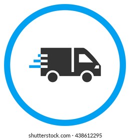 Service Car vector bicolor icon. Image style is a flat icon symbol inside a circle, blue and gray colors, white background.