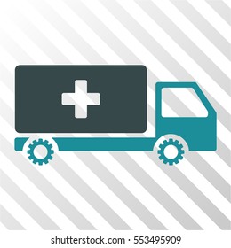 Service Car vector icon. Illustration style is flat iconic bicolor soft blue symbol on a hatched transparent background.