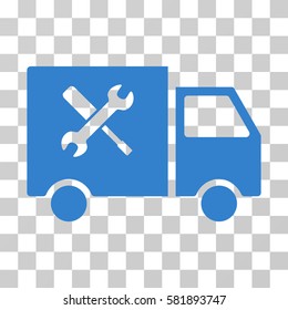 Service Car vector icon. Illustration style is a flat iconic cobalt symbol on a transparent background.